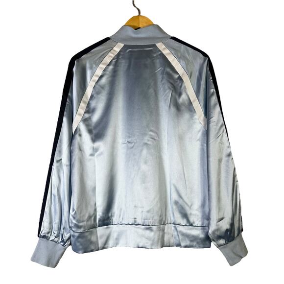 NWT Labelrail x Notion Satin Track Jacket Mens S Blue Striped Zip Up Bomber - Picture 5 of 10